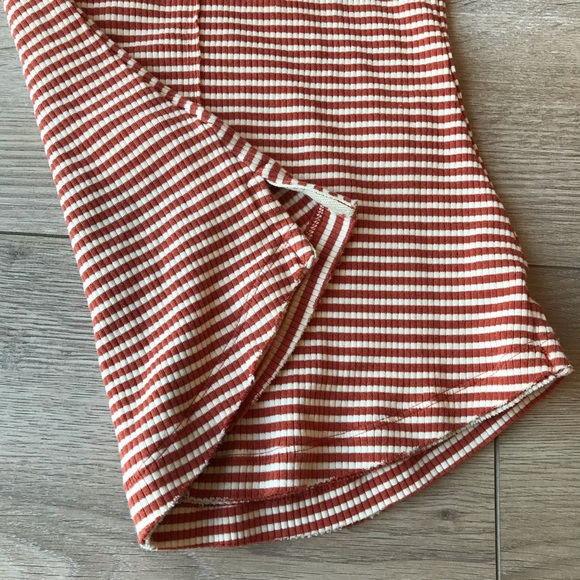 Free People Striped Ribbed Cut Out Short Sleeve T-Shiet - Picture 5 of 7